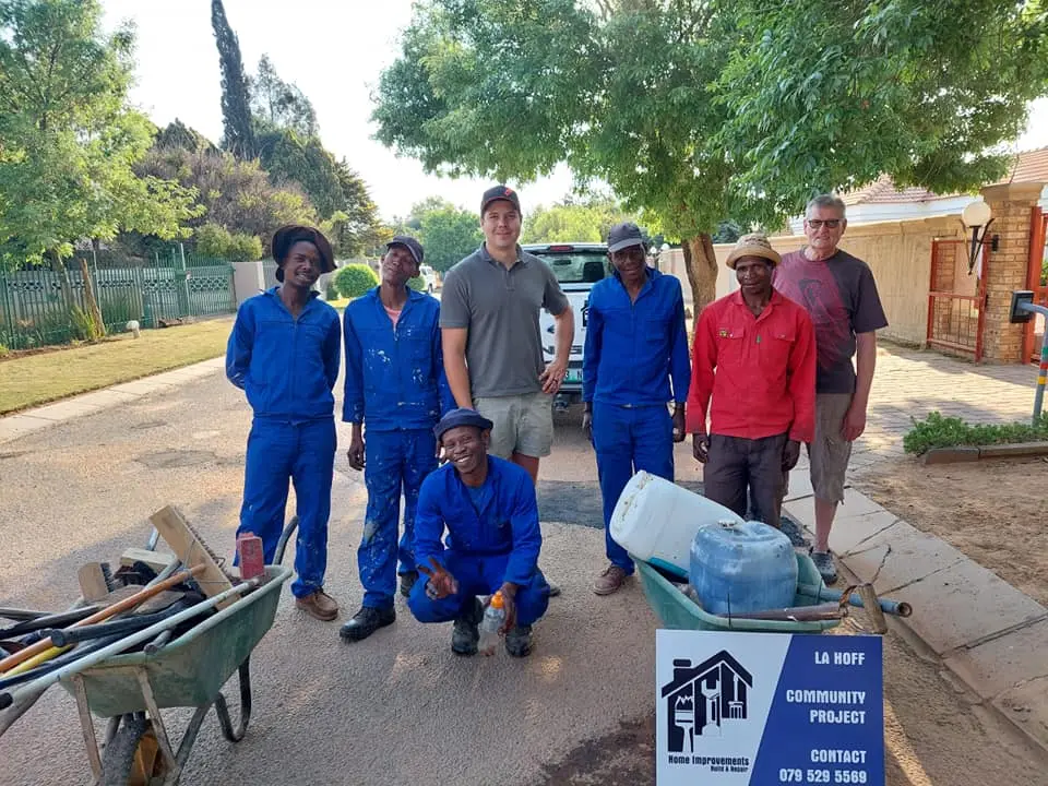 Bell-con construction team working on a building site in Klerksdorp